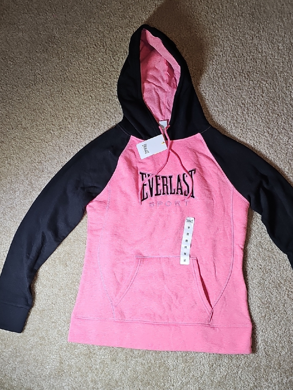 Everlast Pink and Black Raglan Pullover Hoodie E11